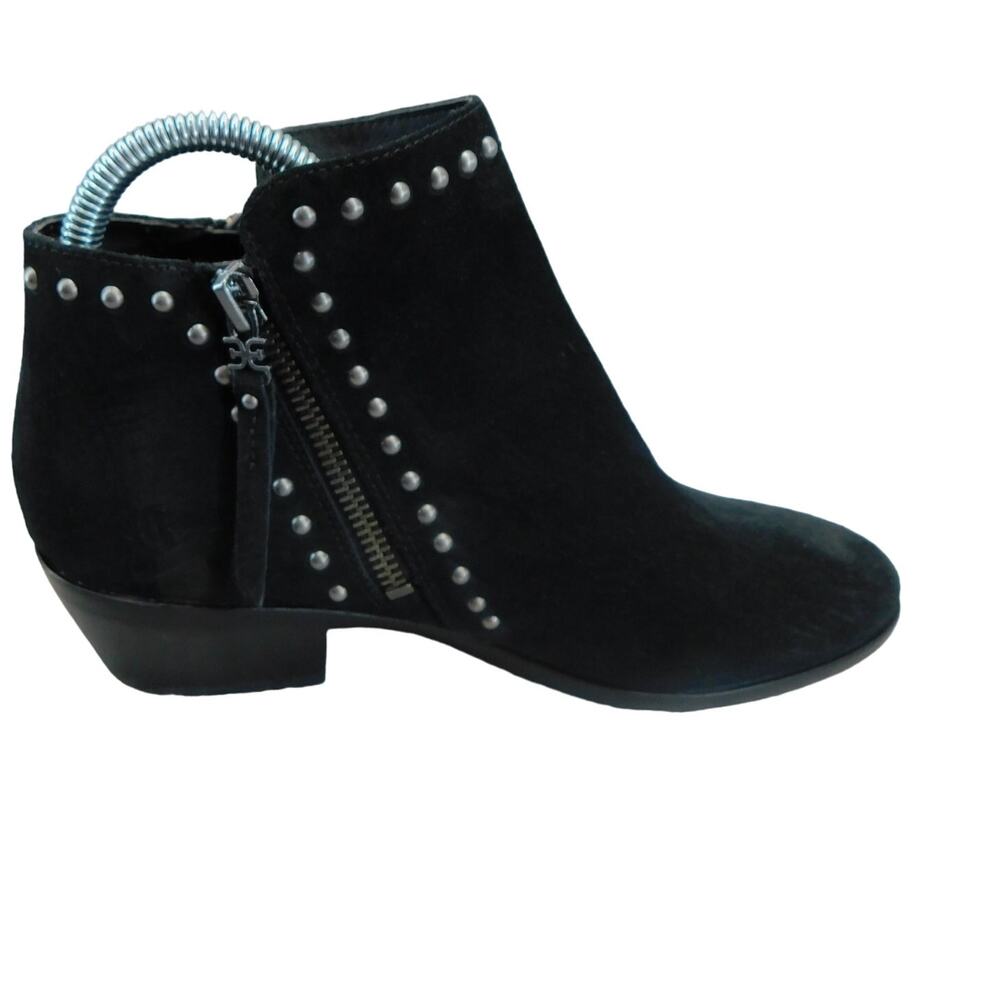Sam Edelman Paola Black Stacked Heel Almond Toe Embellished Fashion Ankle Boots - Picture 4 of 13